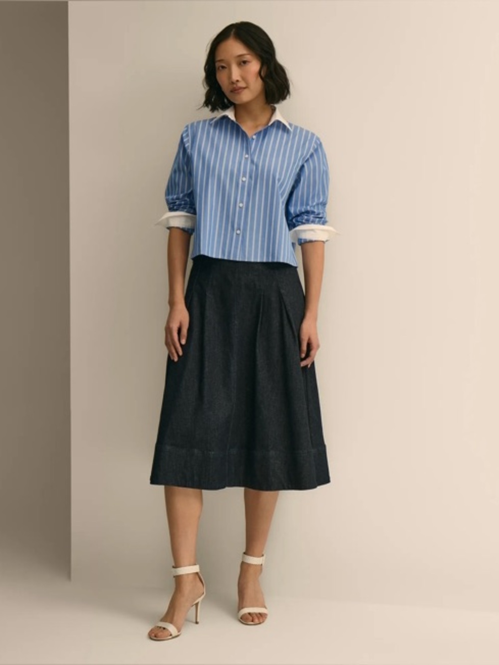 ✨ Brooks Brothers ✨ Cotton Blend A-Line Denim Skirt